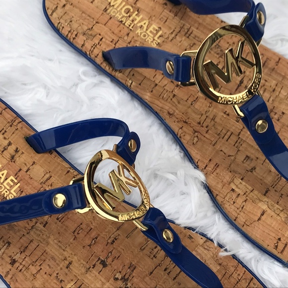 Michael Kors Women Sandal Shoe Slide Flats Blue - Picture 4 of 8